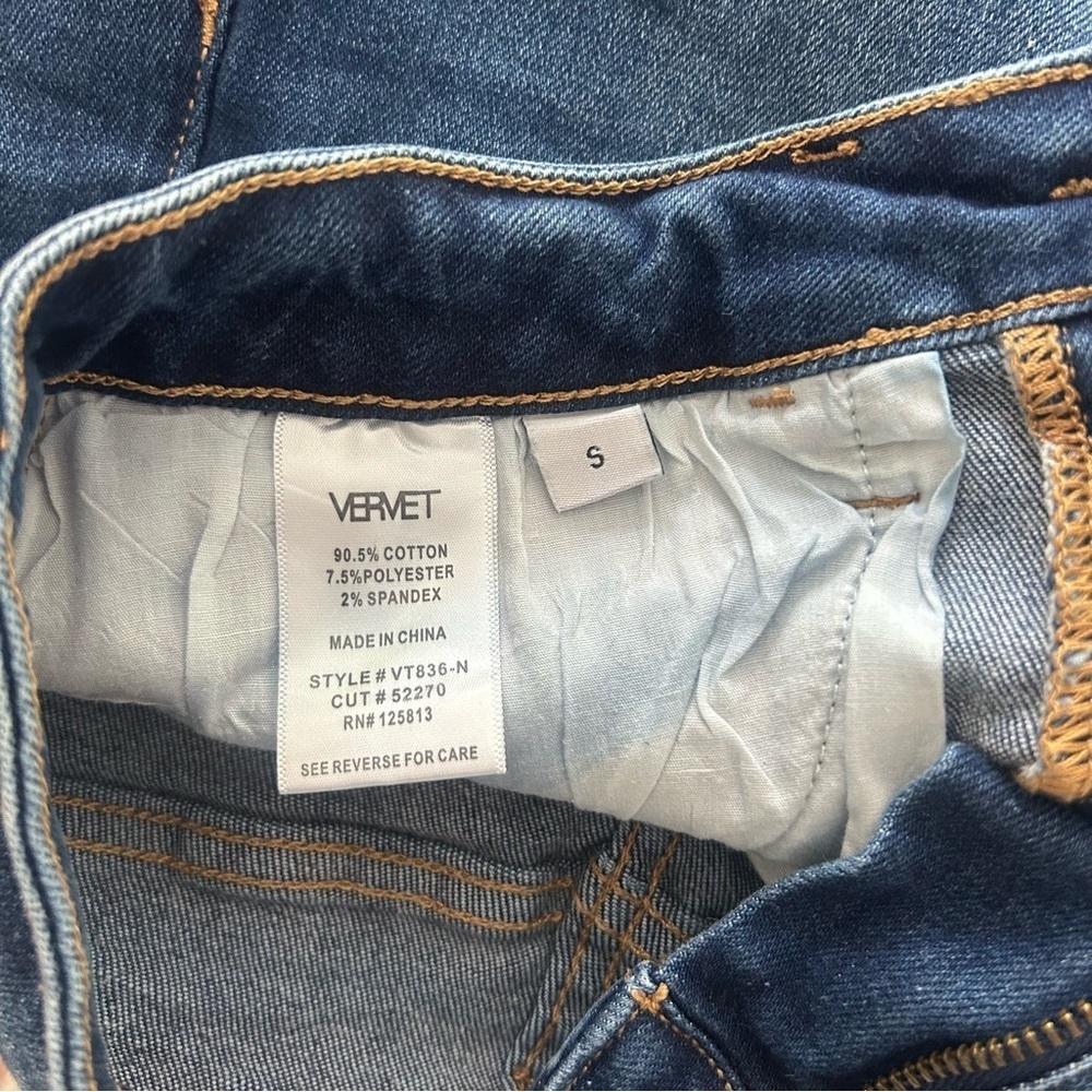 Vervet Denim Jean Skirt Notch Slit 5 Pocket Zip Fly Summer Staple Size Small - Picture 10 of 10